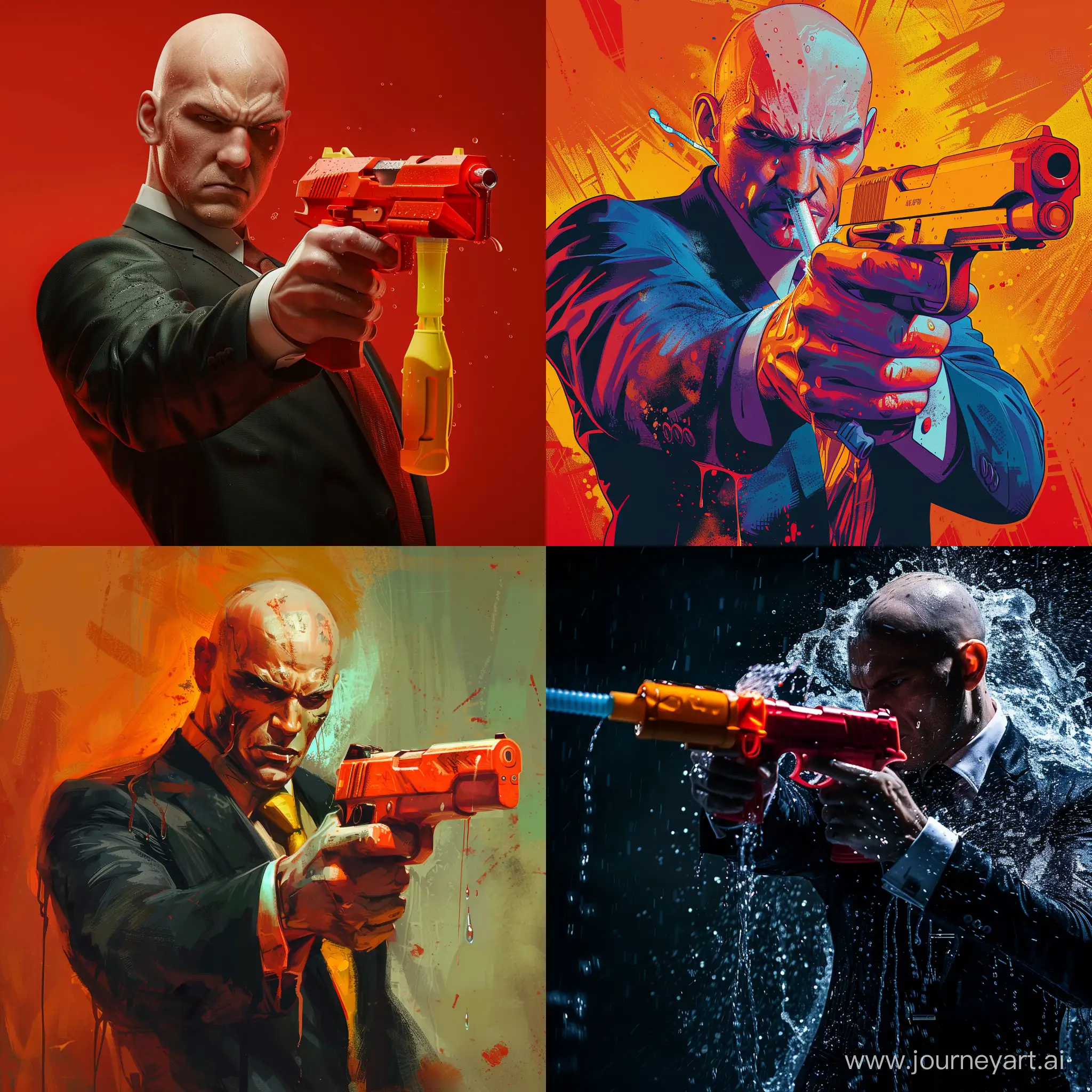 Agent 47 with a squirt gun