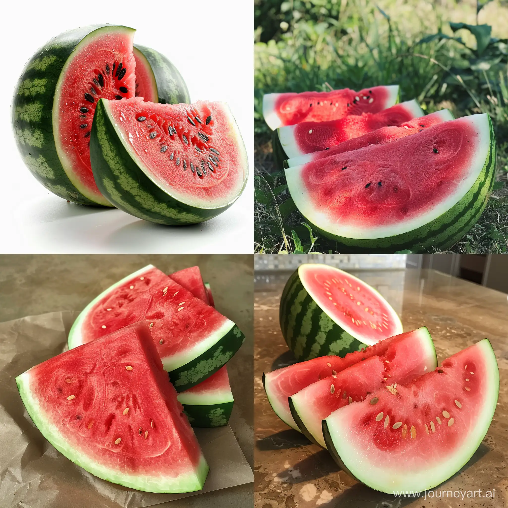 Fresh-Watermelon-Slices-on-Wooden-Table