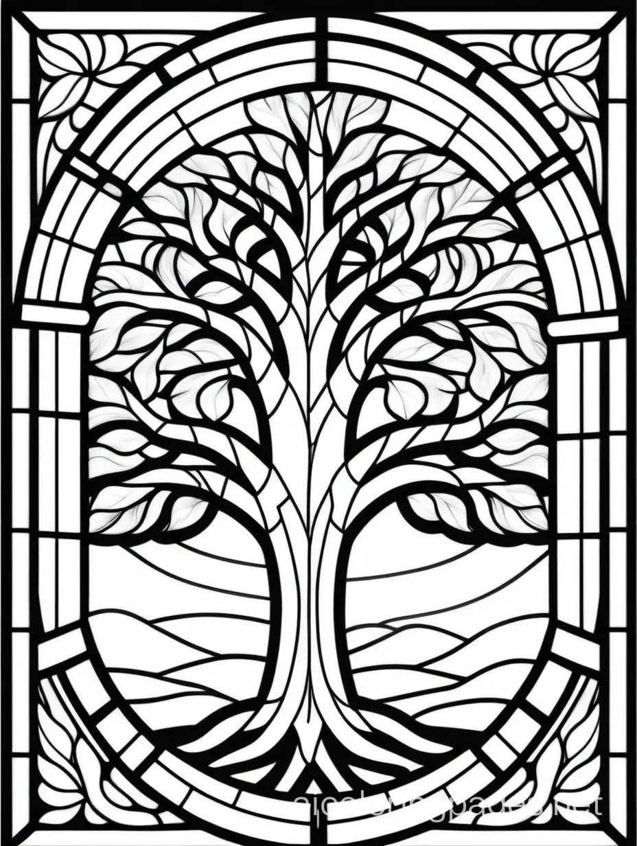 Tree-Stained-Glass-Coloring-Page-Simple-Line-Art-with-Ample-White-Space