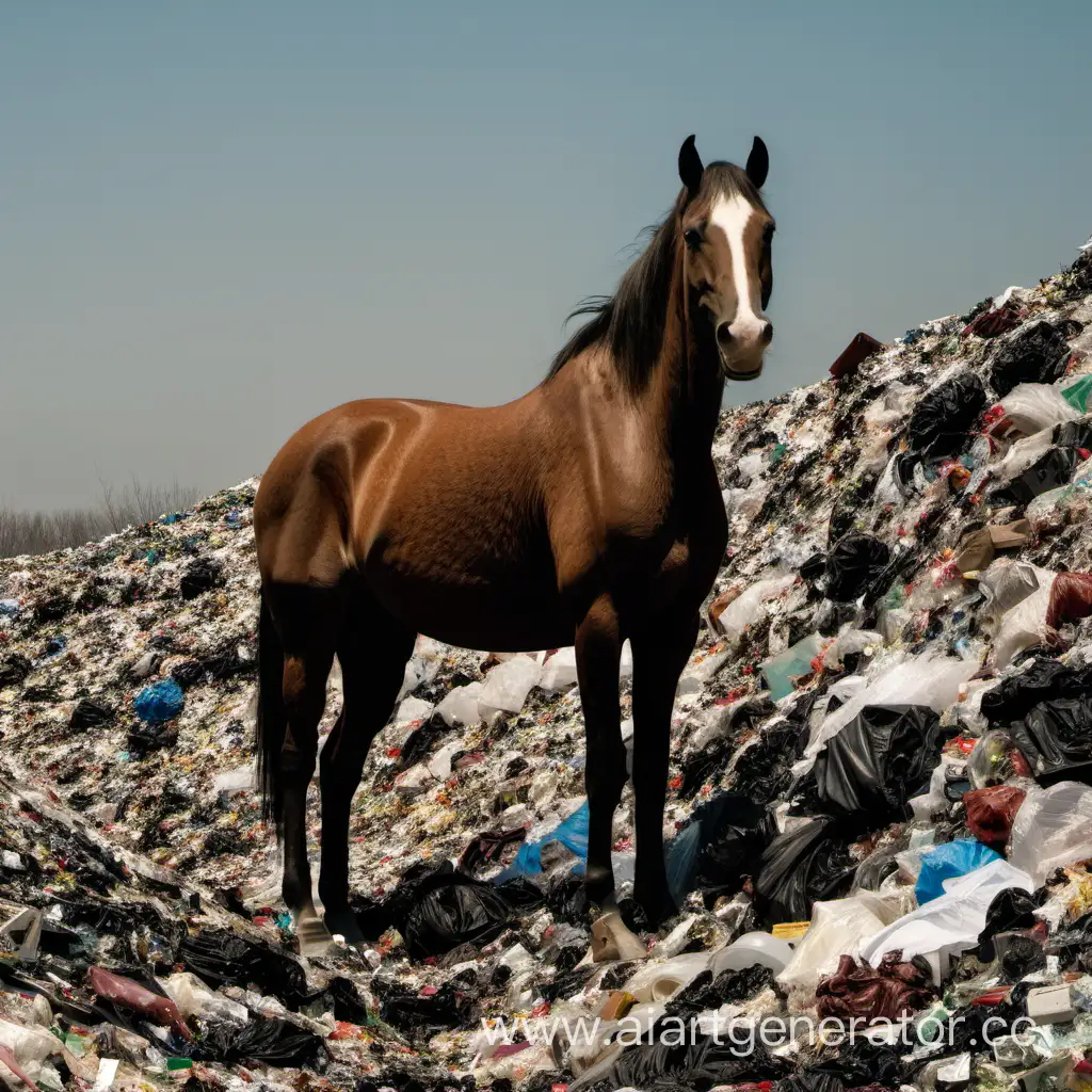 Horse in a landfill