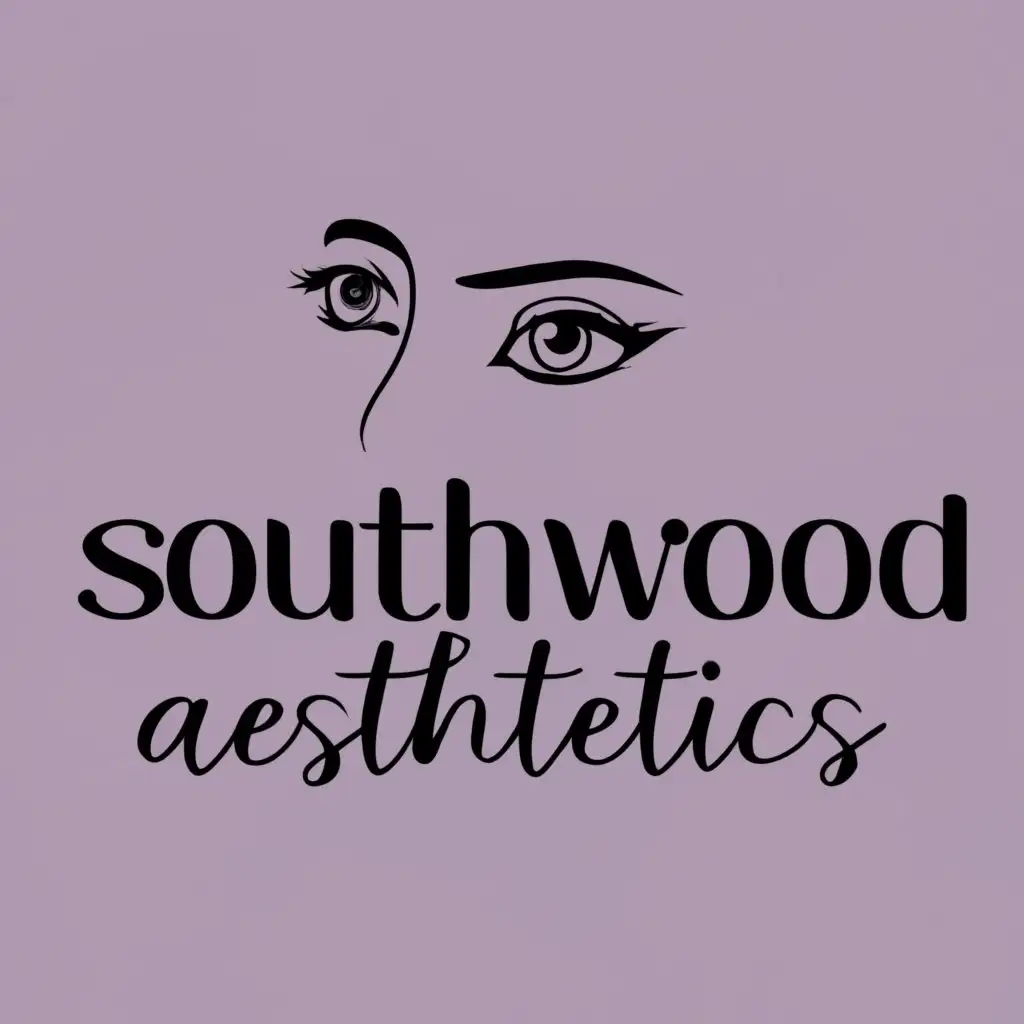 logo, face, eyes, with the text "Southwood Aesthetics", typography, be used in Beauty Spa industry