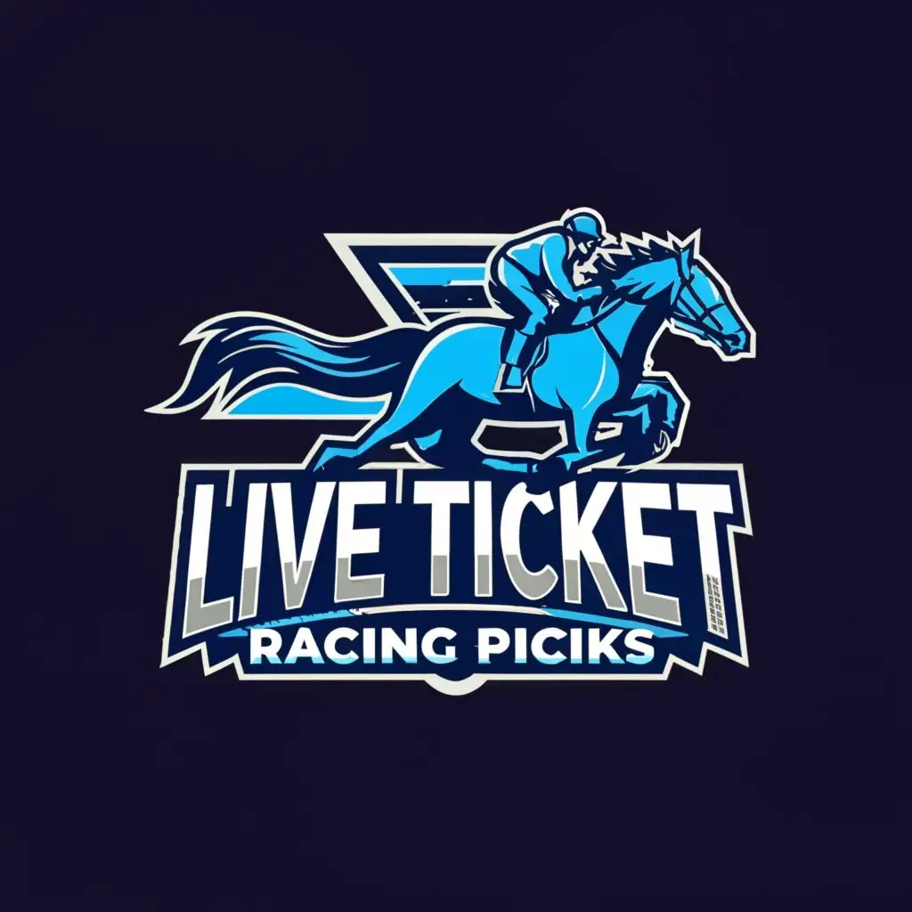a logo design,with the text "LIVE TICKET RACING PICKS", main symbol:RACE HORSE,Moderate,be used in Entertainment industry,clear background