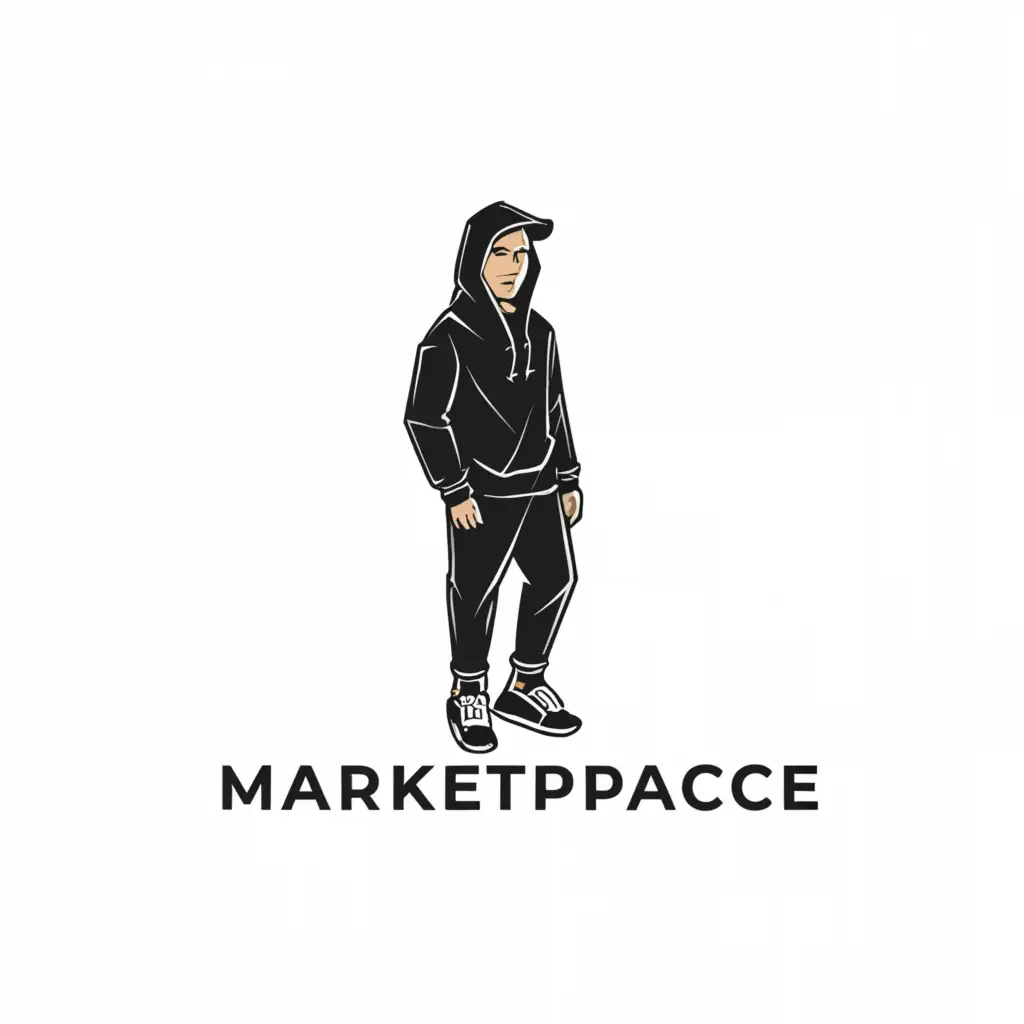 a logo design,with the text "marketplace", main symbol:man dressed in yk style,Moderate,be used in Internet industry,clear background
