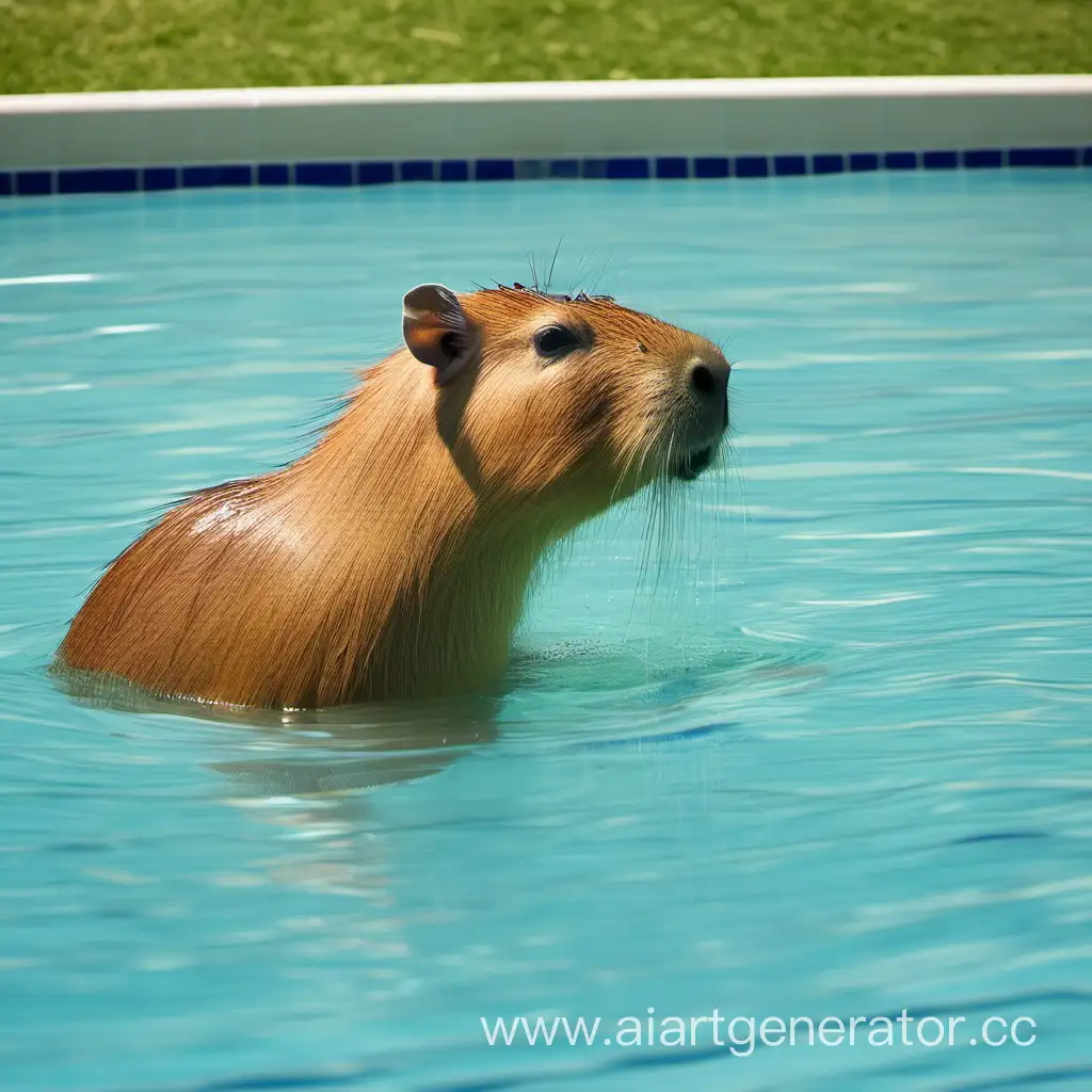 Capybara-Enjoying-a-Refreshing-Swim-in-the-Pool