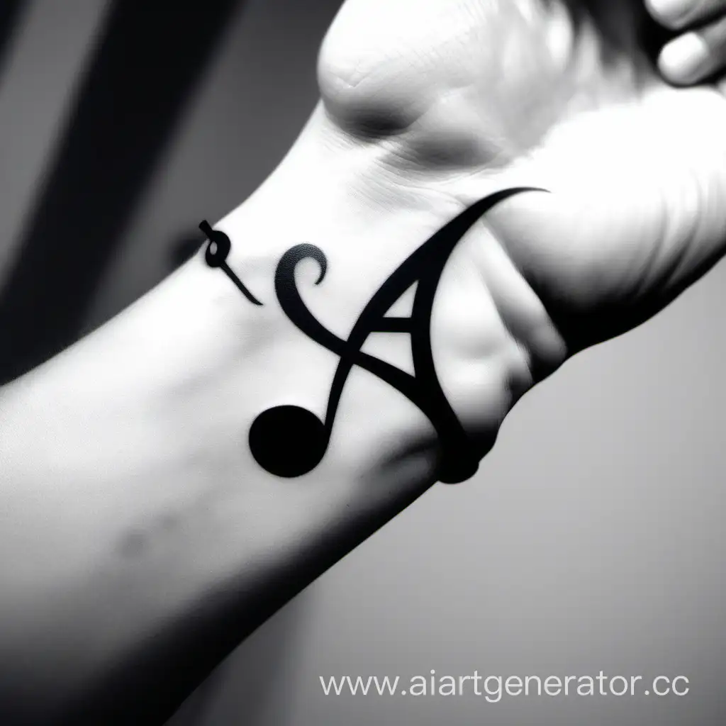 Melodious-Letter-A-Tattoo-on-Wrist