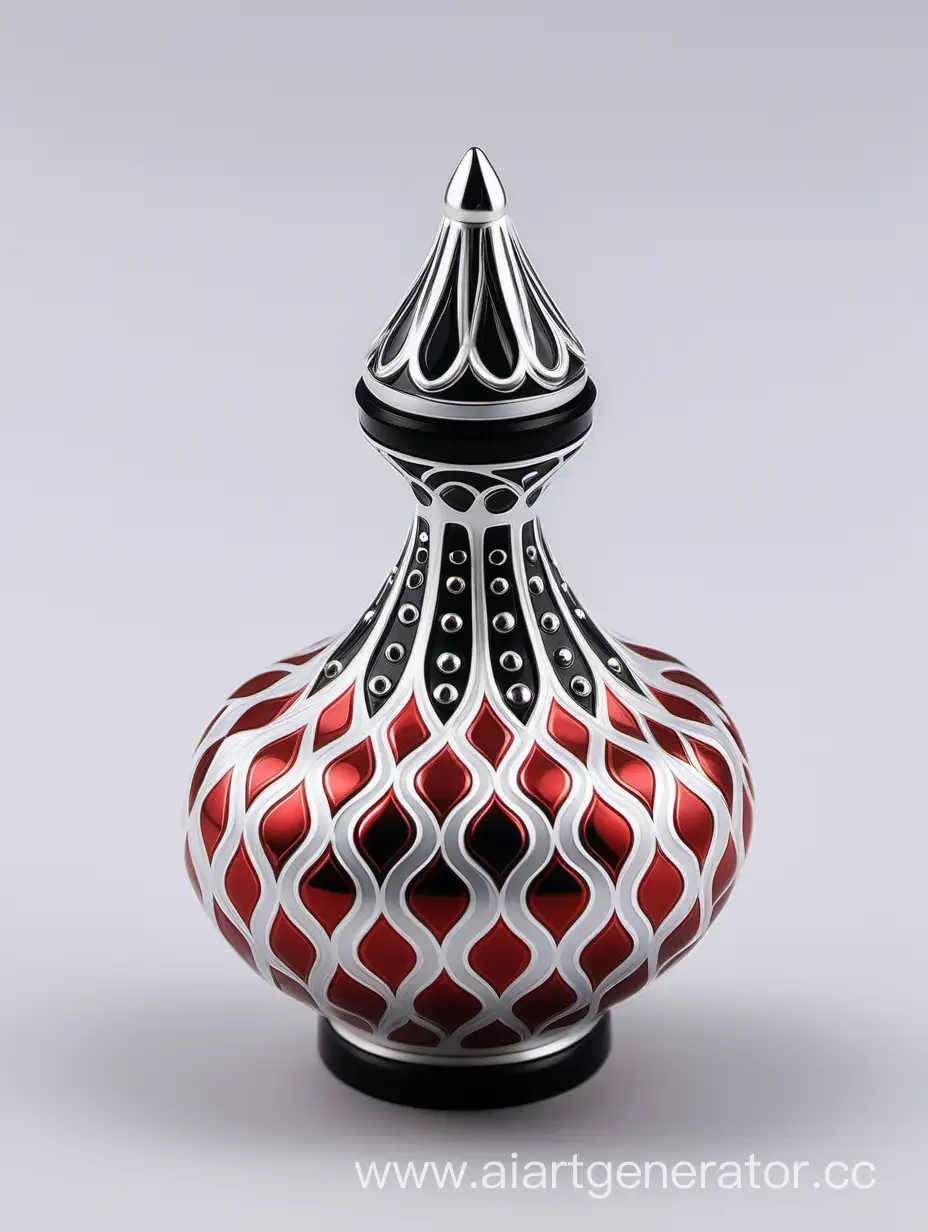 Elegant-Zamac-Perfume-Ornamental-Cap-with-Arabesque-Pattern-in-Pearl-White-and-Black