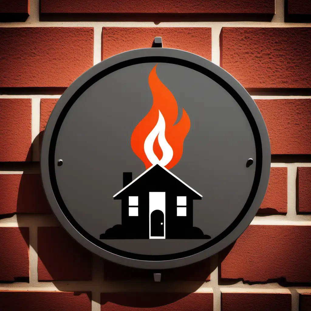 WildlandUrban Interface Safety Icon Building at Risk with Fire Symbol