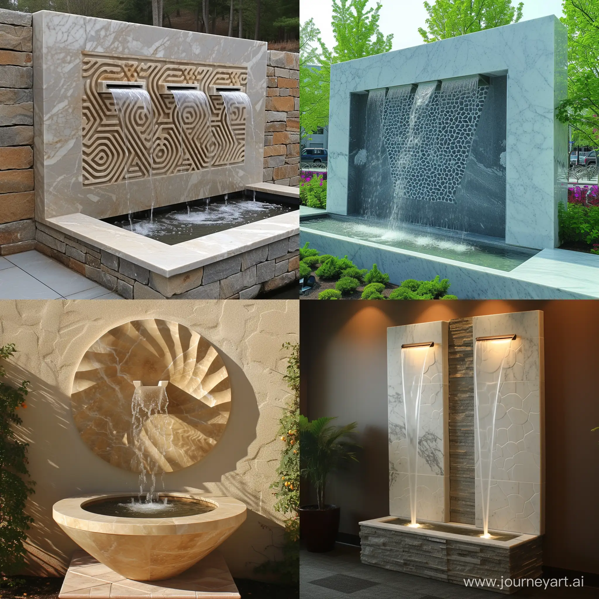 Elegant-Marble-Voronoi-Wall-Fountain-with-Intricate-Geometric-Patterns
