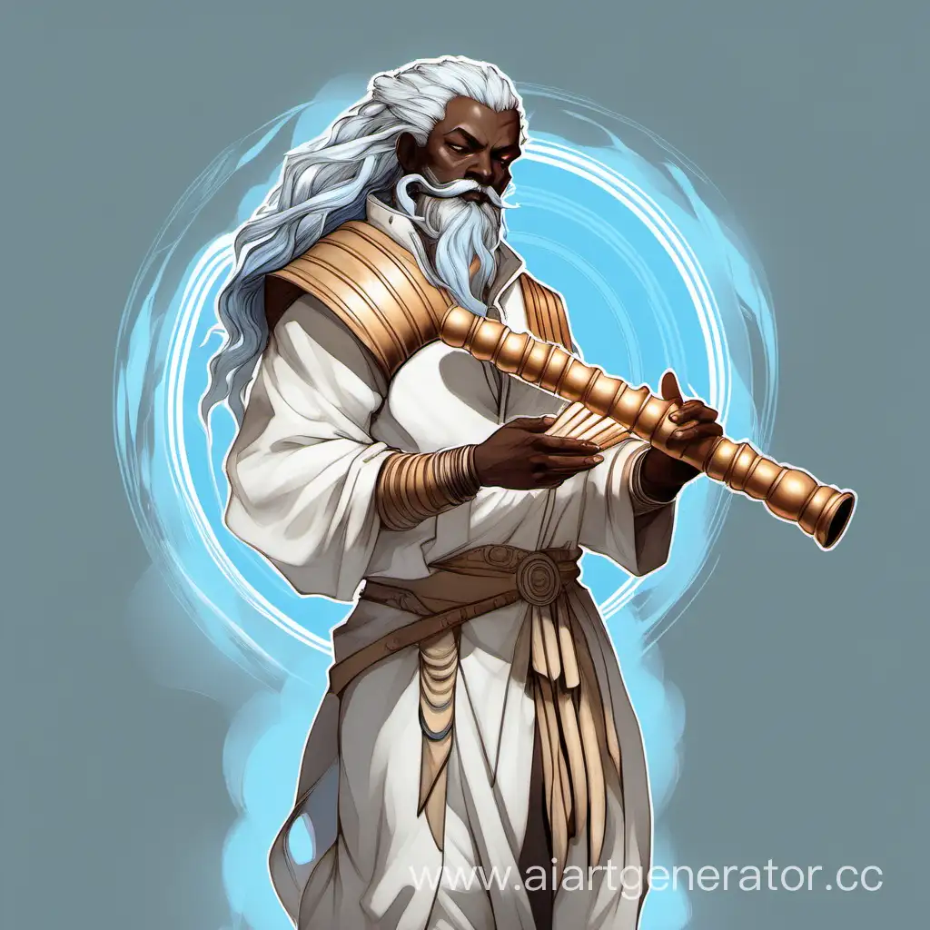 Ethereal-Genasi-Bard-Playing-Pan-Flute-in-White-Attire