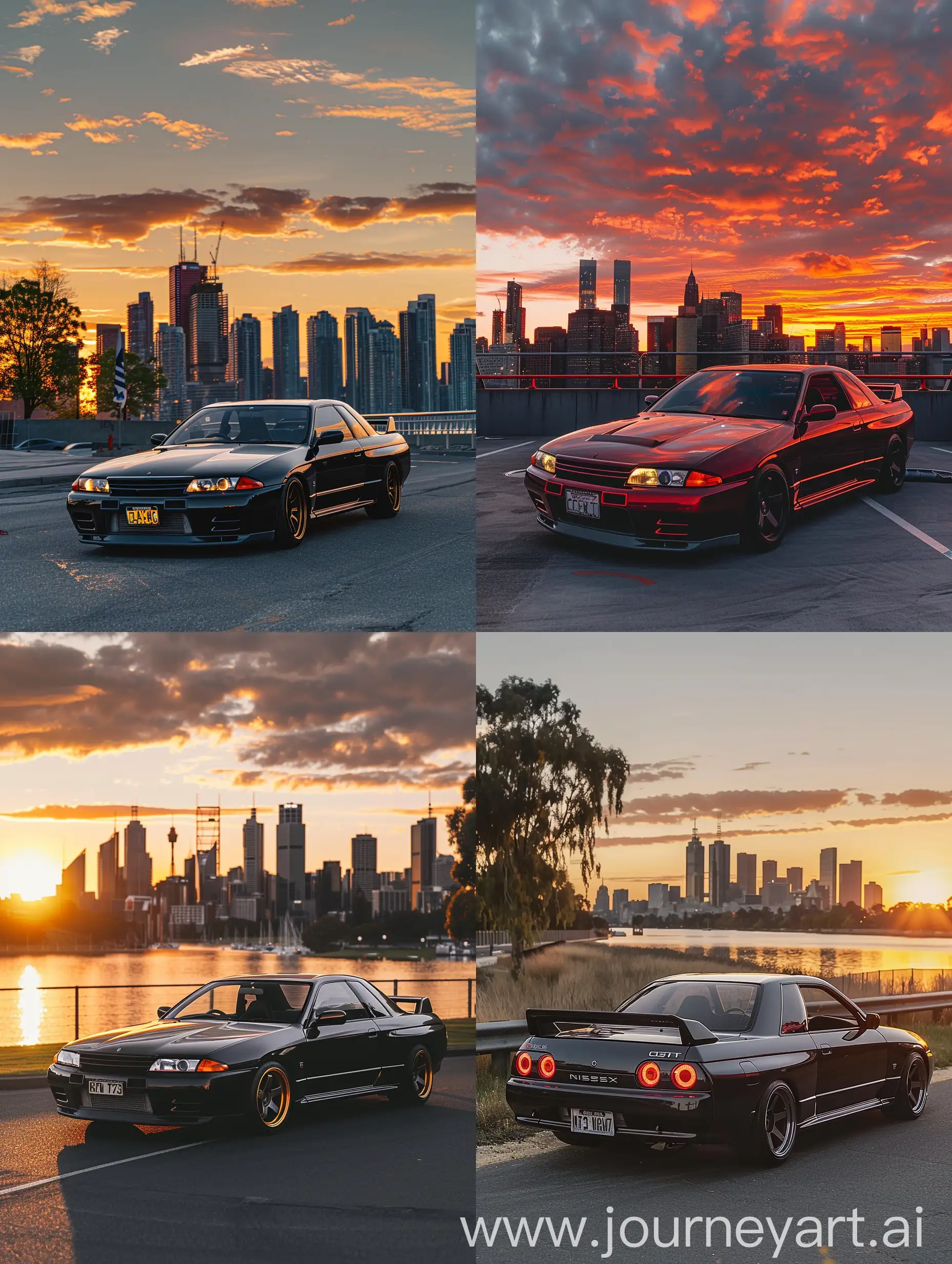 Spectacular-Sunset-View-of-Nissan-Skyline-R32-GTR-in-City-Skyline