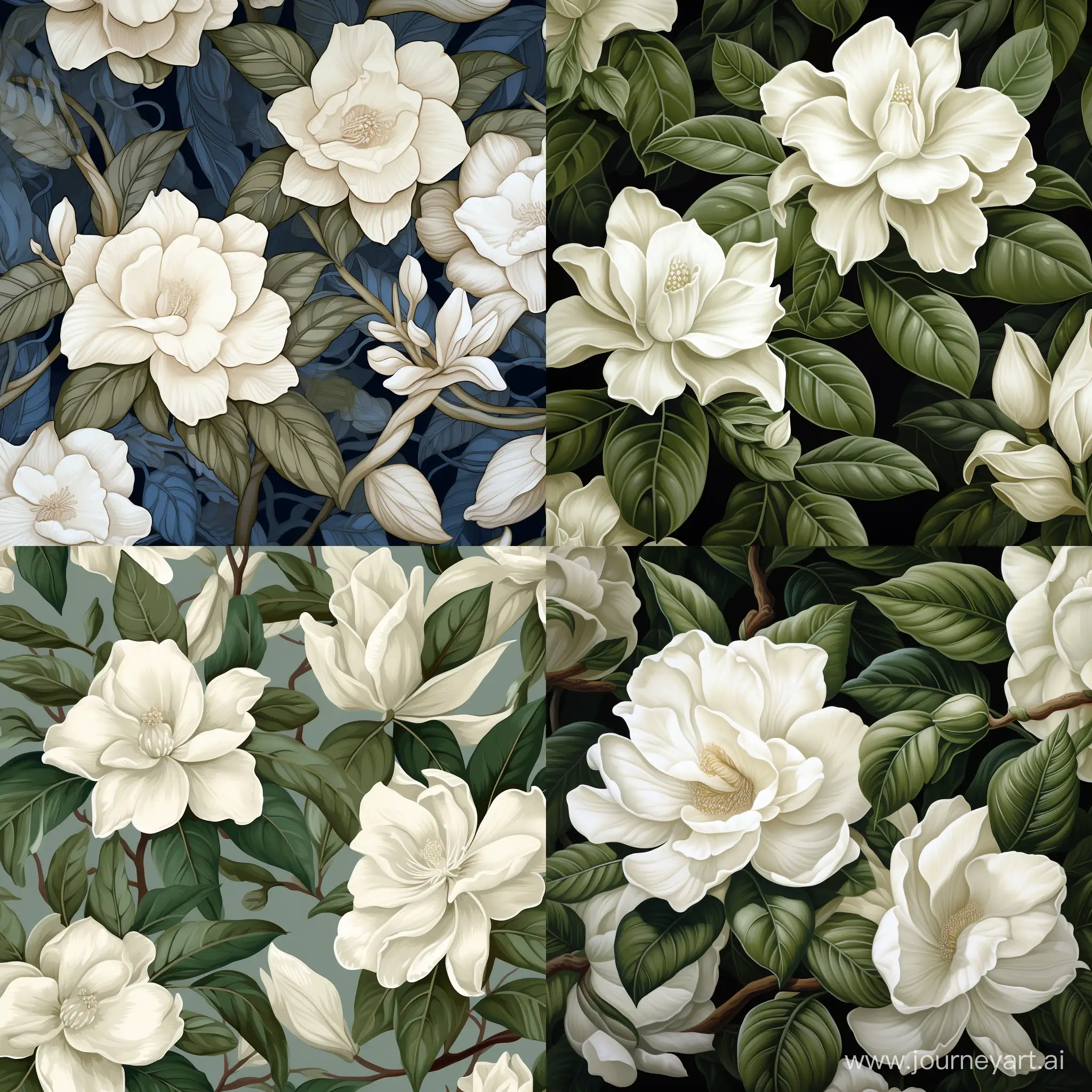 Elegant-Gardenia-Flowers-and-Vines-Seamless-Pattern