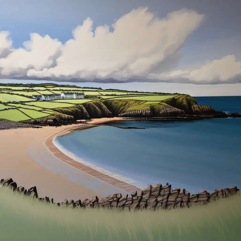 Painting of Helens bay beach Northern Ireland