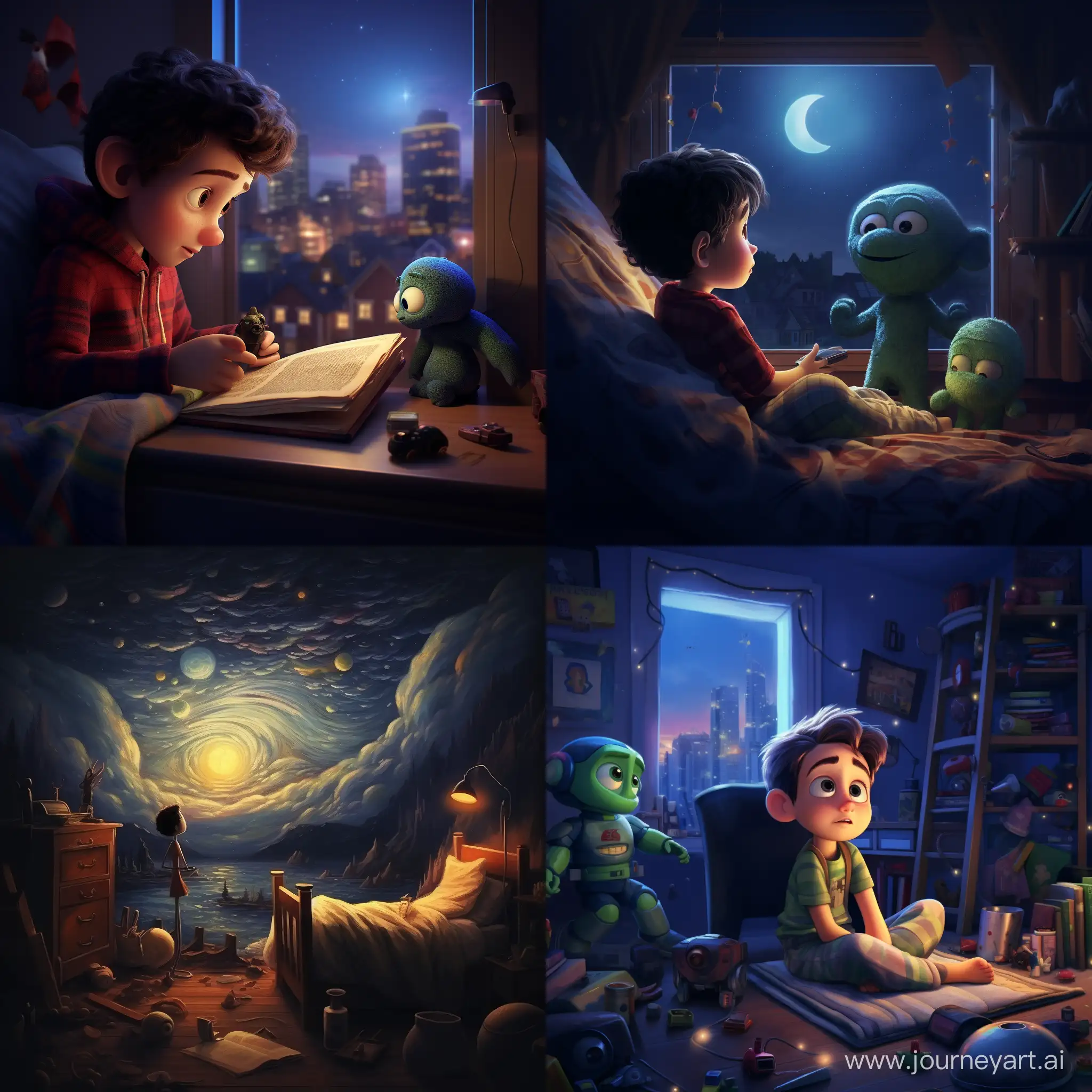 night in Pixar style