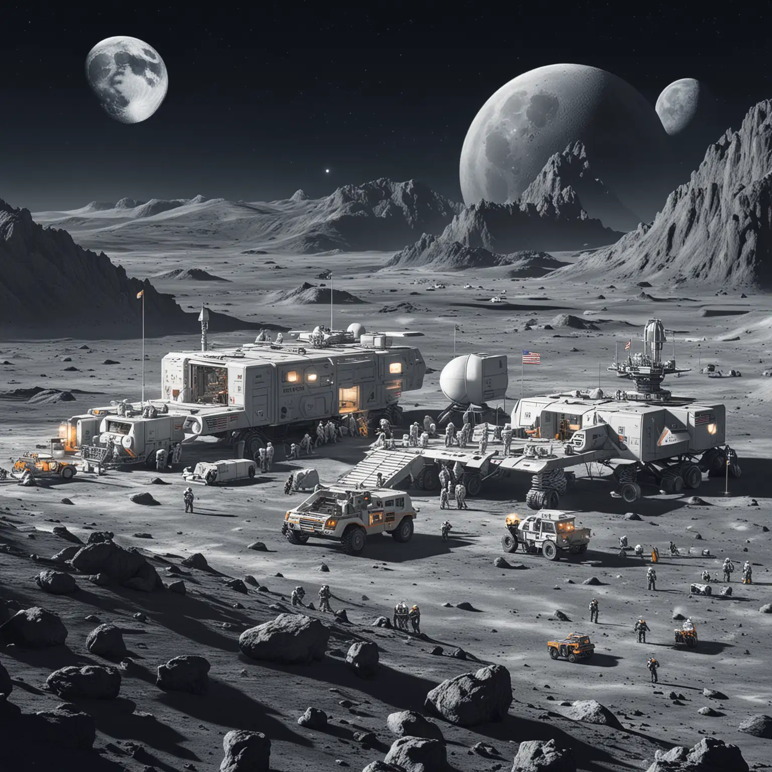 Moon Base Futuristic Lunar Colony with Advanced Technology and Sustainable Living