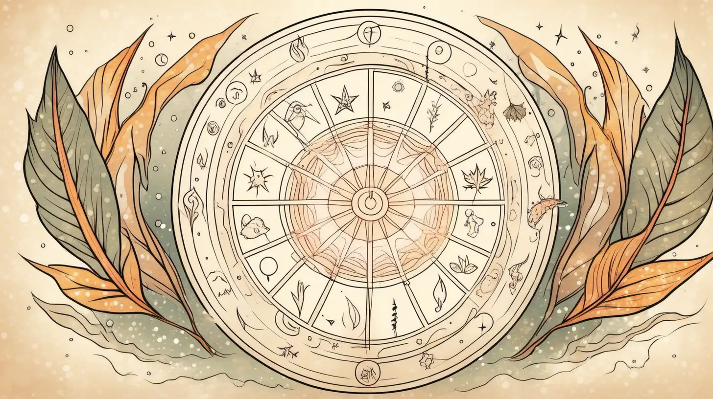 Astrological Wheel Surrounded by Elemental Harmony