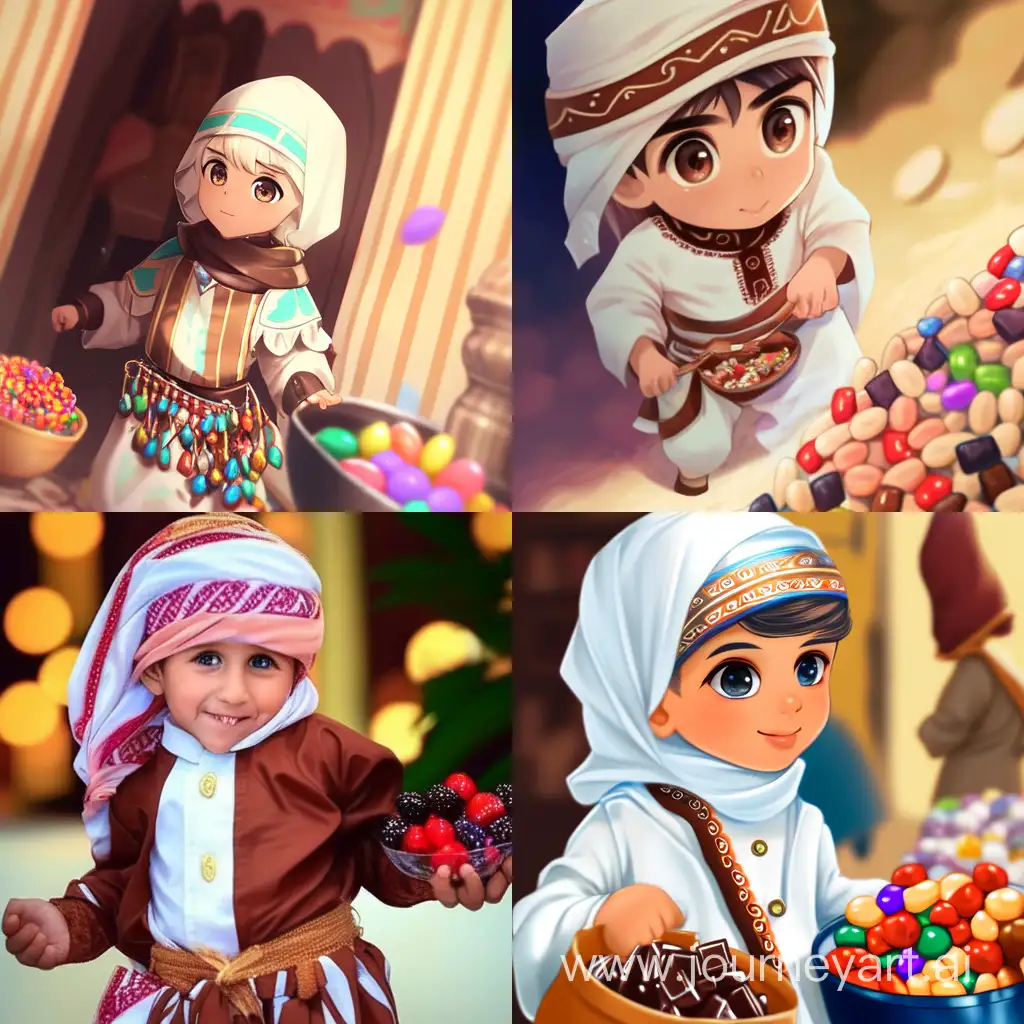 Yemeni-Child-in-Traditional-Clothing-Sneaks-Chocolate-and-Coconut-Candy