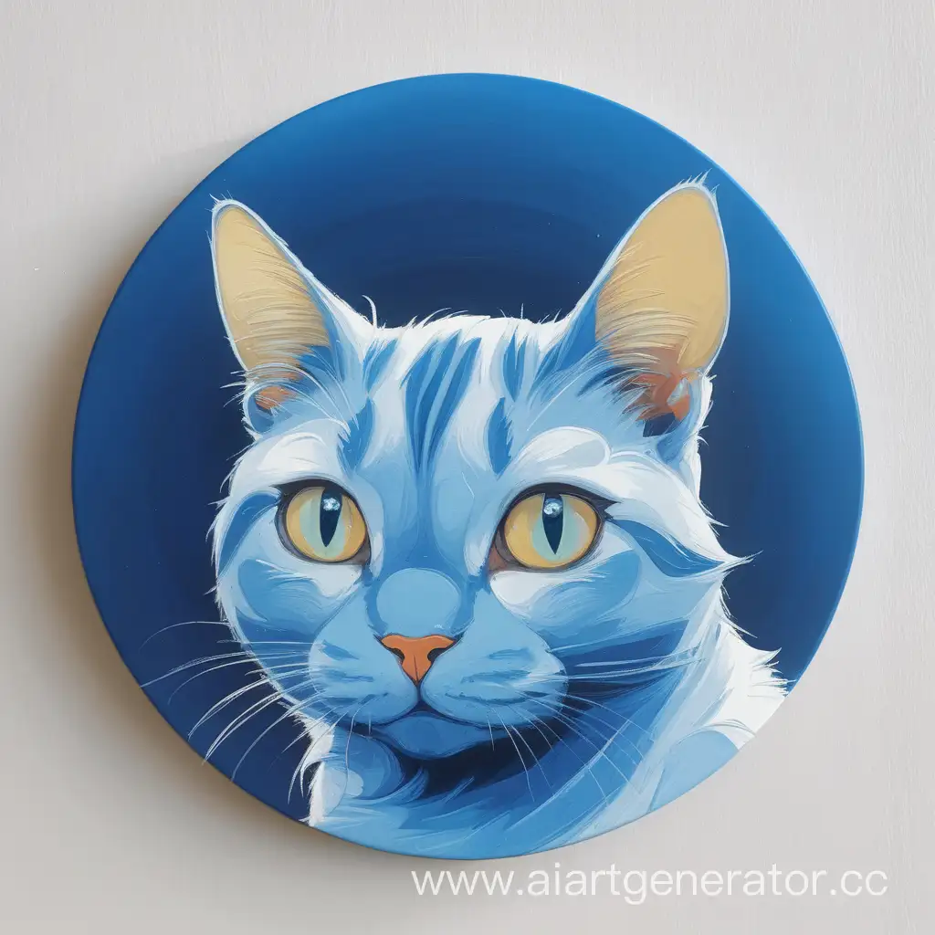 Charming-Round-Blue-Cat-Art-Mesmerizing-Feline-Illustration