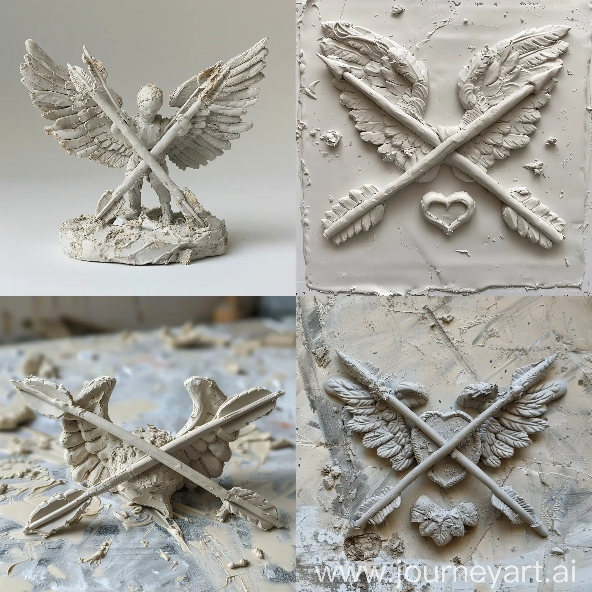 Plasticine-Sculpture-of-Crossed-Arrows-with-Wings