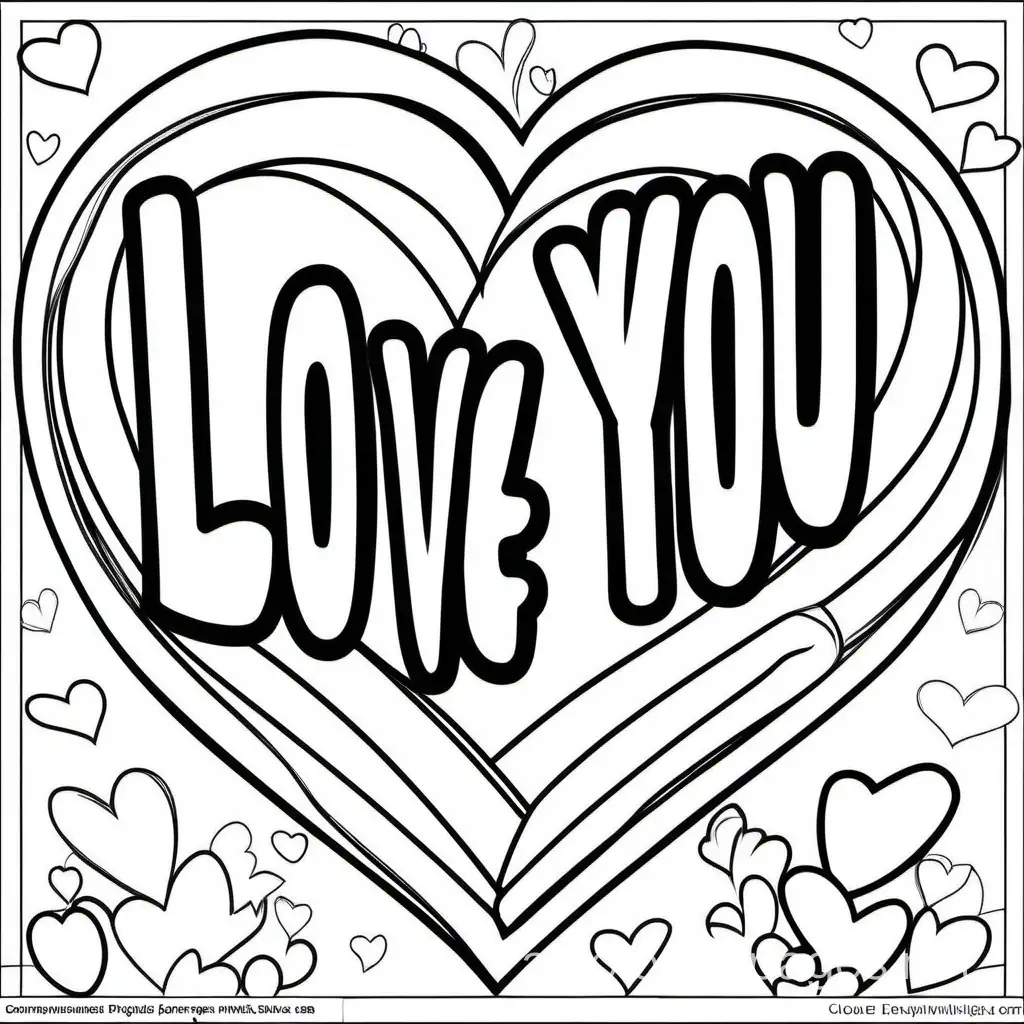 Positive I Love You Words Coloring Page with Thick Outlines | AI ...