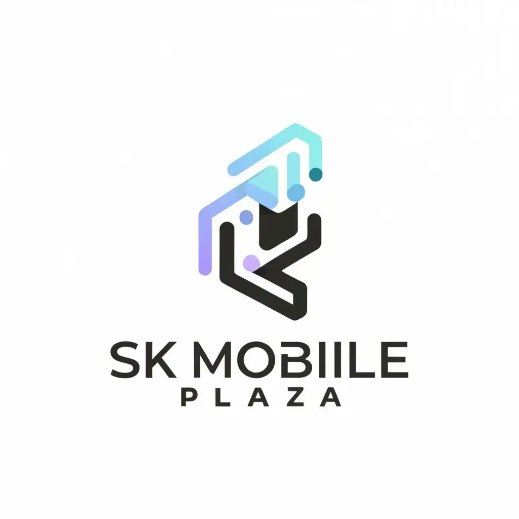 a logo design,with the text "SK MOBILE PLAZA", main symbol:MOBILE/SET AS SLOGANS OF THE DUKAN,Moderate,be used in Technology industry,clear background