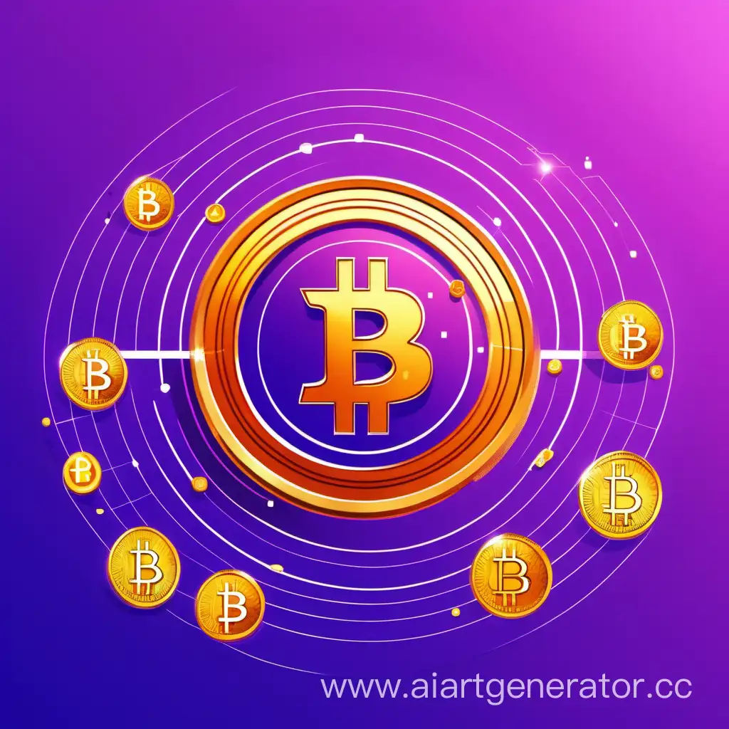 Cryptocurrency-Concept-on-Vibrant-Violet-Background