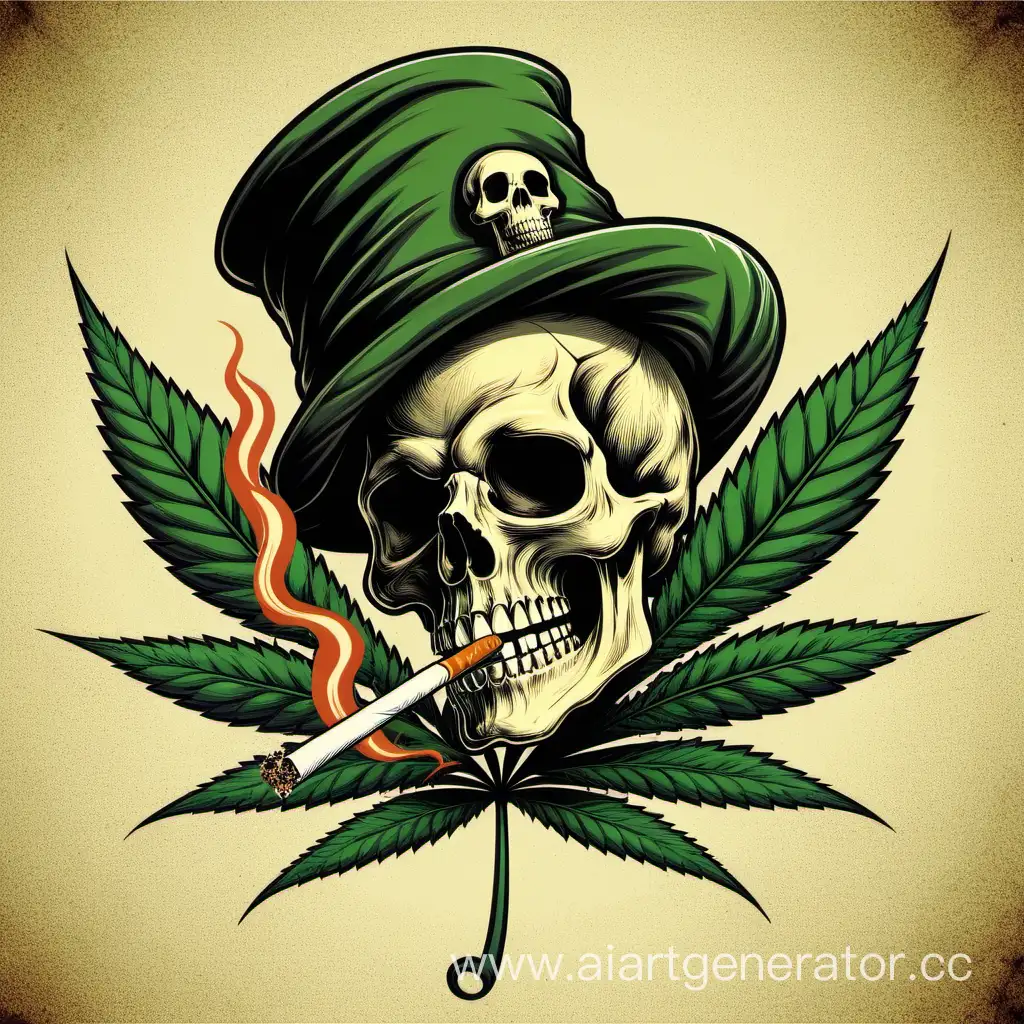 Smoking-Skull-with-Hemp-Logo-Edgy-Cannabisthemed-Art