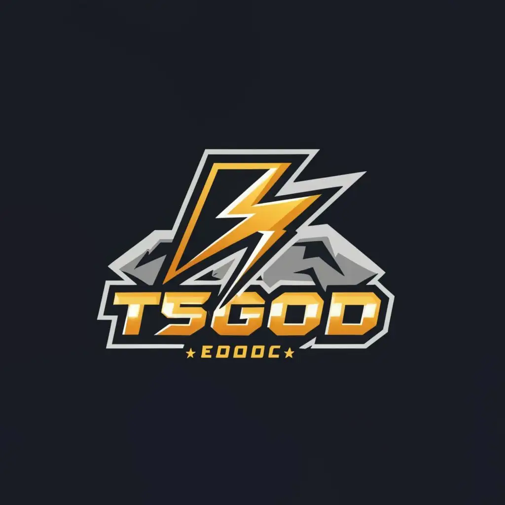 logo, lightning, bedrock, with the text "TsGOD_", typography, be used in Technology industry