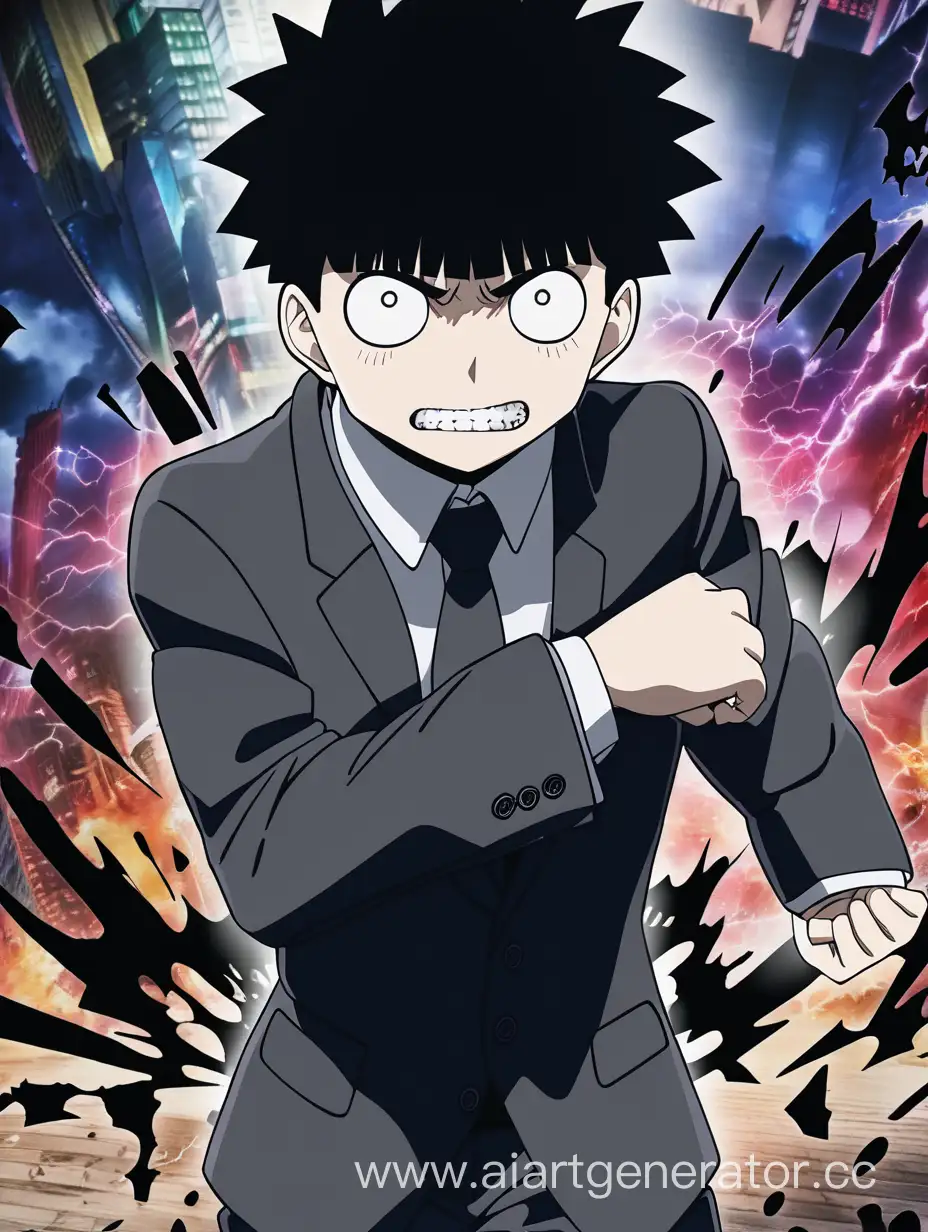 anime, A strong man is overwhelmed by strength and power, effects, destruction, mob psycho 100, Tokyo ghoul