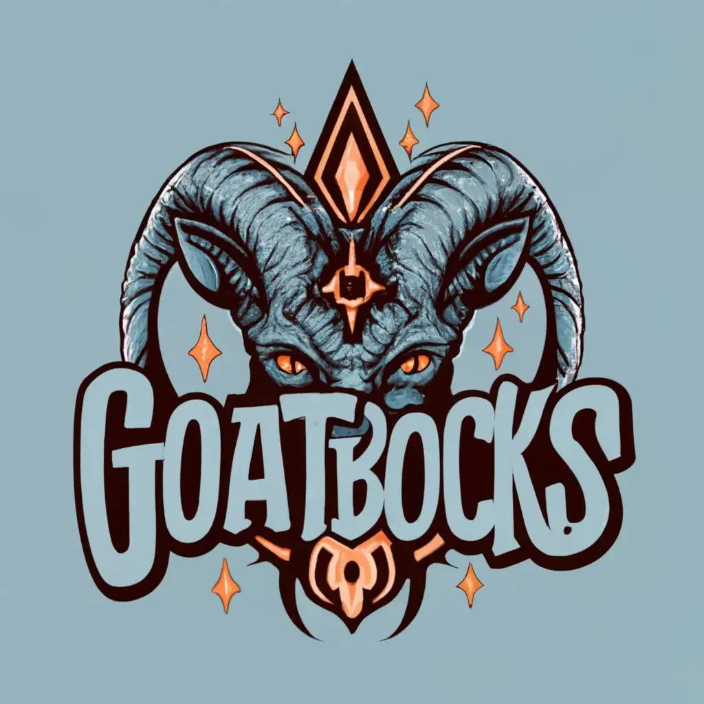logo, baphomet, with the text "GoatBocks Gaming", typography, be used in Nonprofit industry