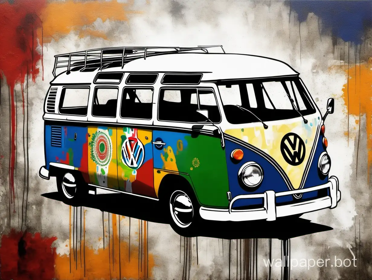 Volkswagen samba abstract painting South Africa, various colors