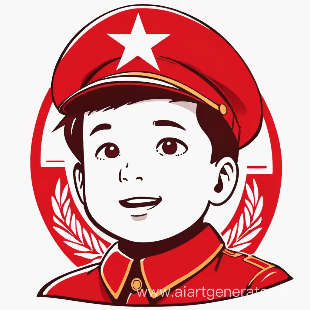 Cheerful-Boy-with-Communist-Cartoon-Logo-in-Vibrant-Red-and-White