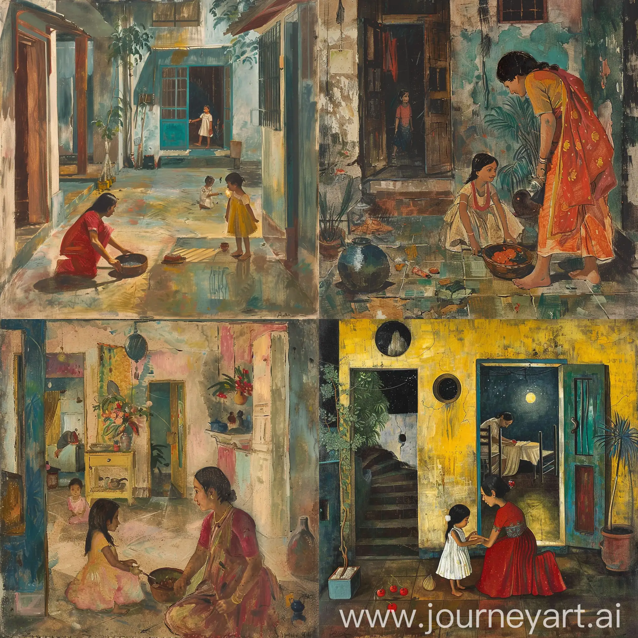 Mother-and-Daughter-Bonding-Through-Art-Amrita-SherGil-Inspired-Painting