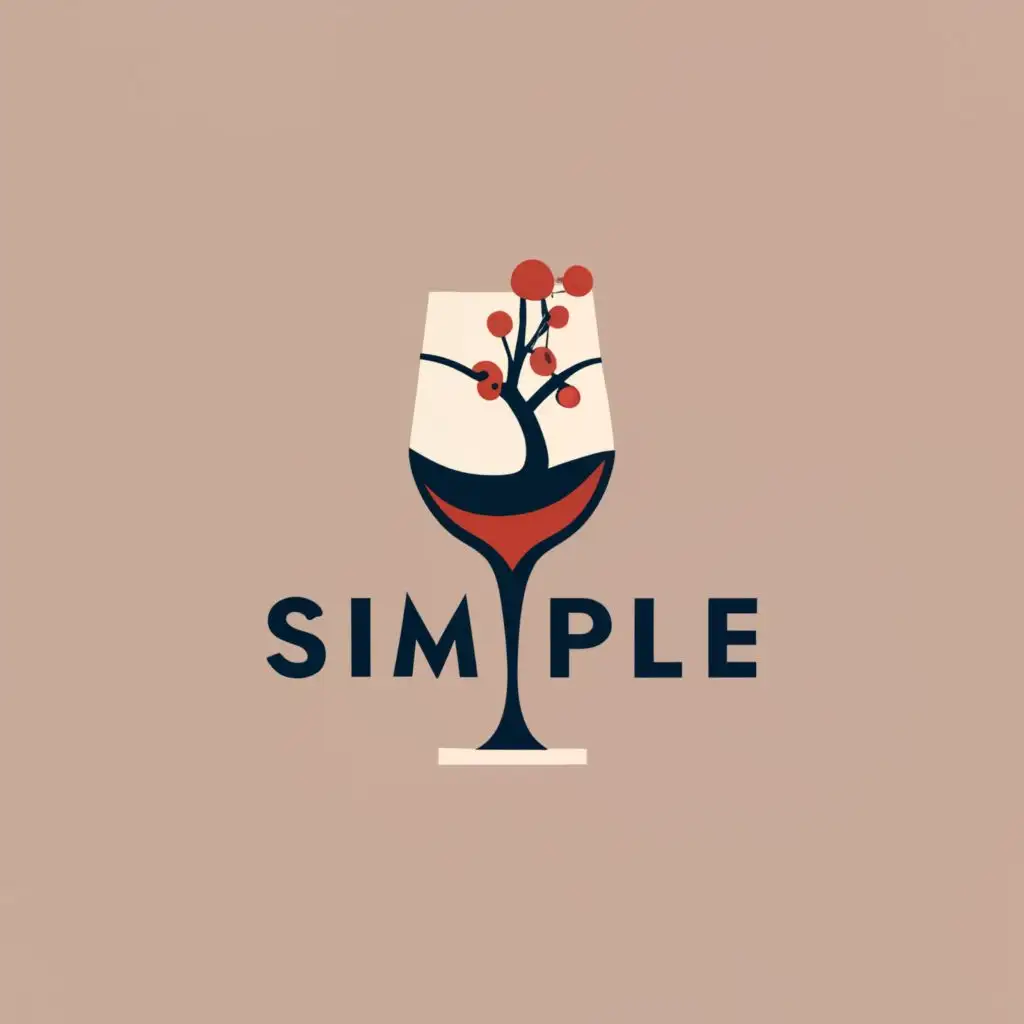 logo, wine glass with cherry tree, with the text "Simple Abstract logo colourfull", typography