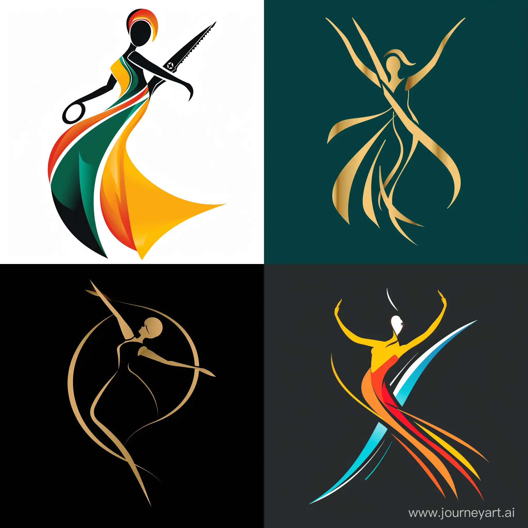 The logo of a dancing scissor. Traditional Iranian dance