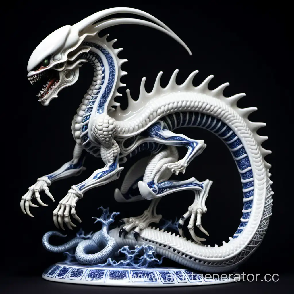 Porcelain-Chinese-Dragon-Transformed-into-Xenomorph-Alien