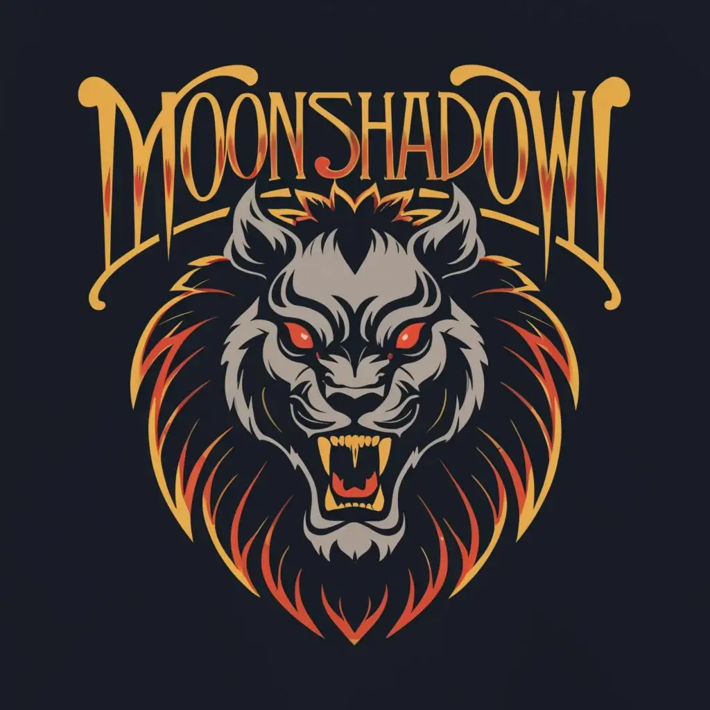 a logo design,with the text "moonshadow manticore", main symbol:lions but black with claws ,Moderate,clear background