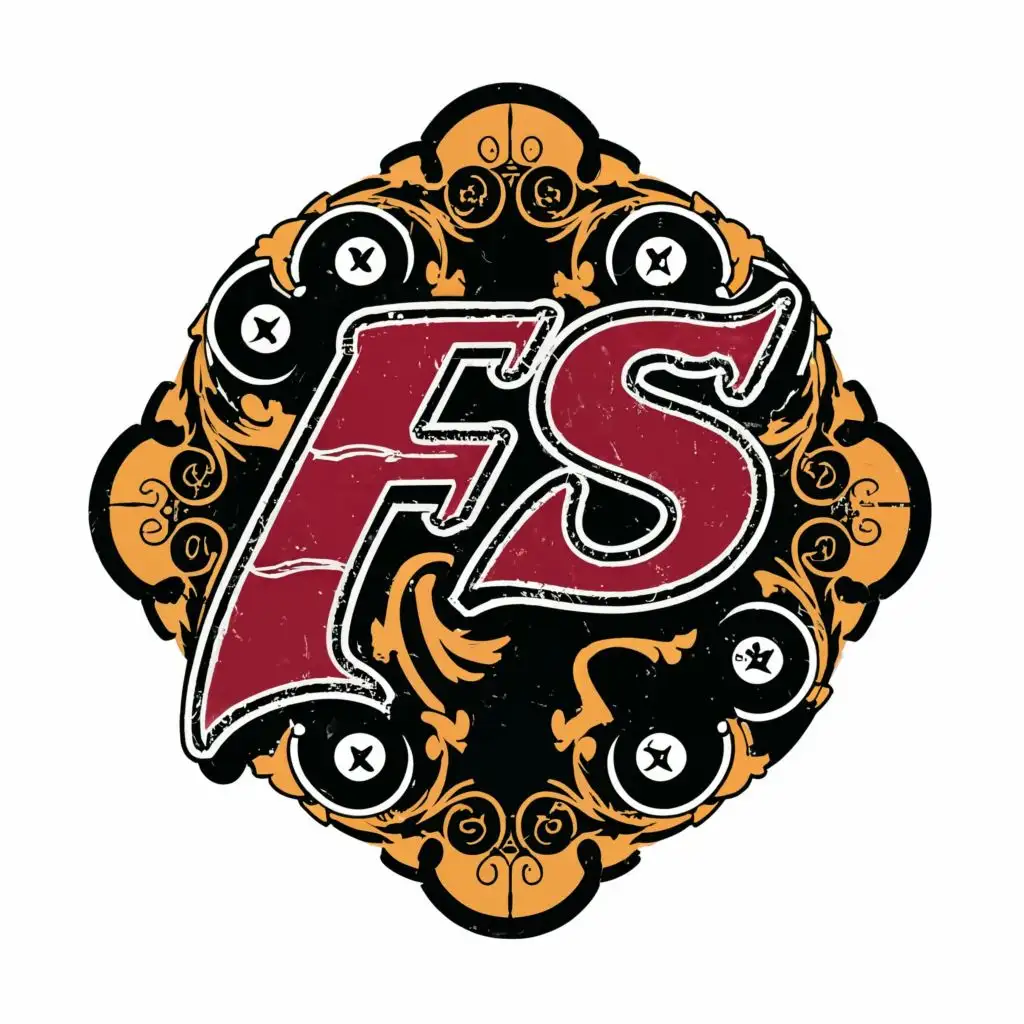 logo, chicano, with the text "FS", typography