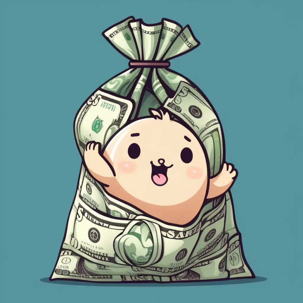 Adorable Cartoon Money Bag Embracing Safety