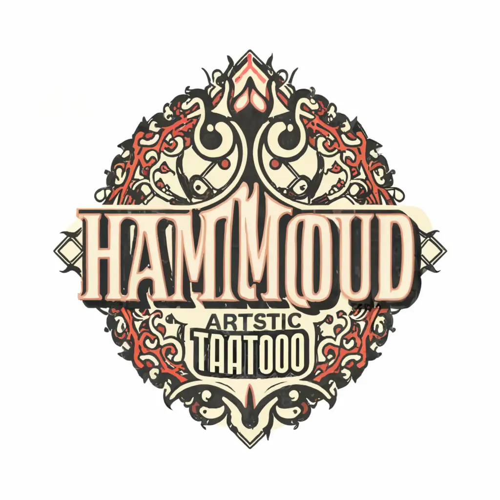 a logo design,with the text "Hammoud Artistic Tattoo", main symbol:Tattoo,complex,clear background