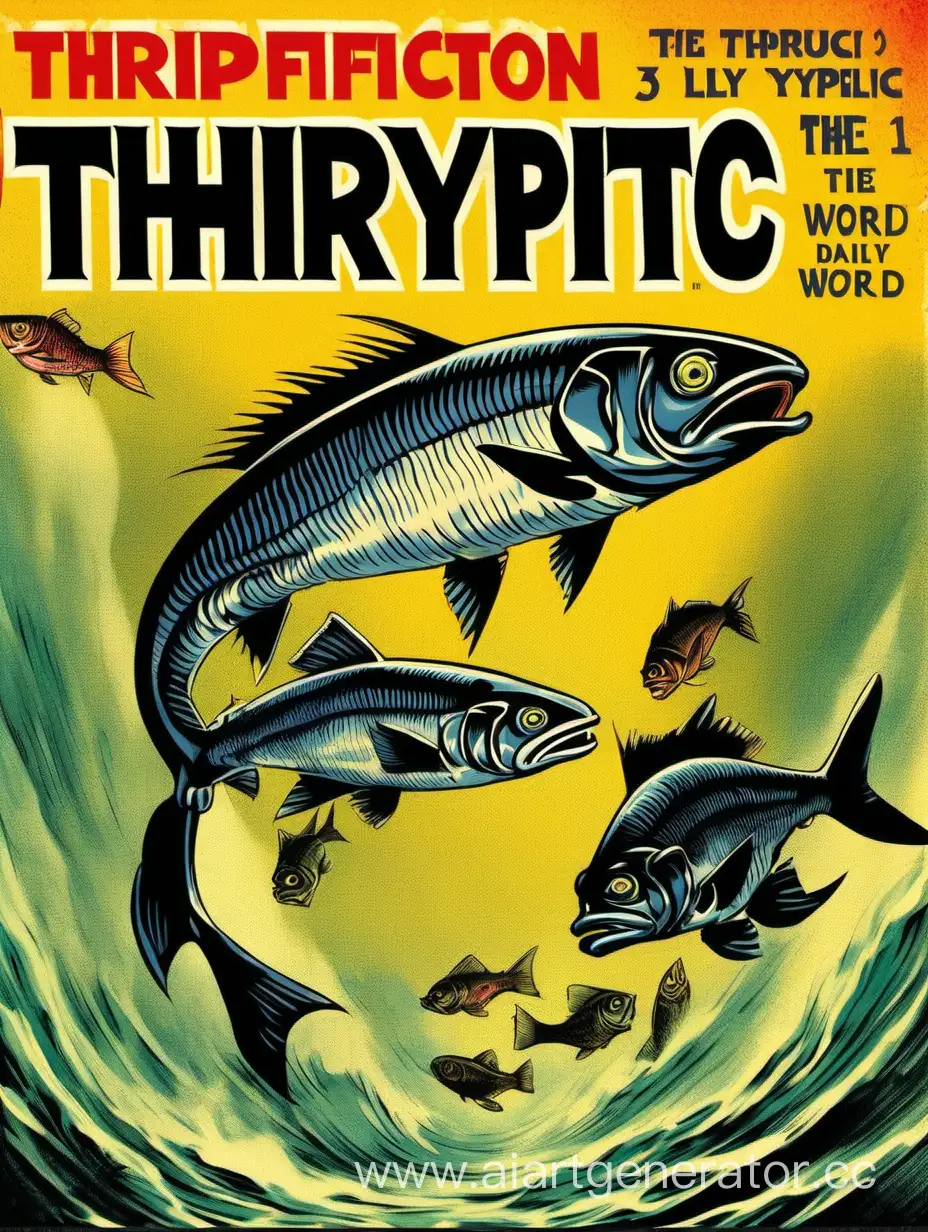 THRYPTIC-Enigmatic-Fish-Trio-on-1950s-Pulp-Fiction-Book-Cover