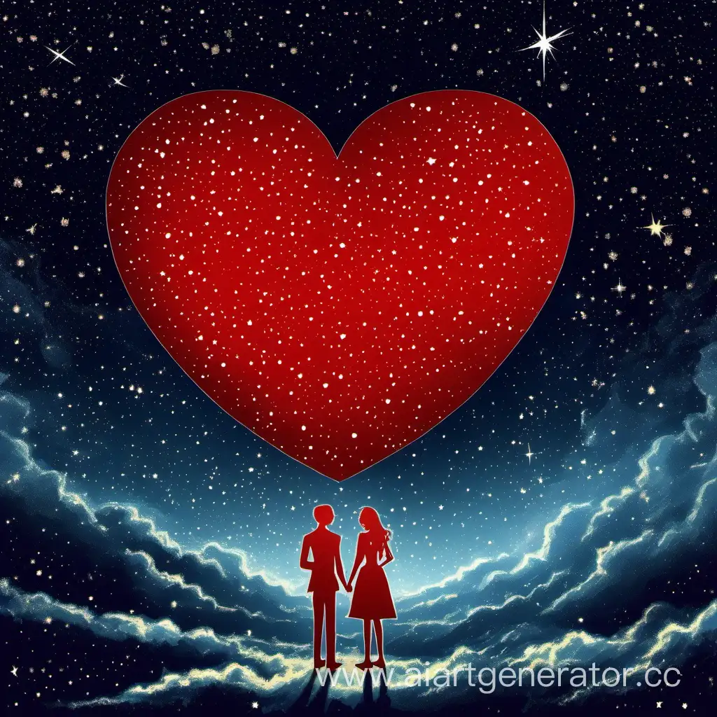 Красная валентинка, внутри не её запись: " пусть мы с тобой знакомы недолго, но ты стала для меня очень важным человеком!)". На фоне звёздного неба