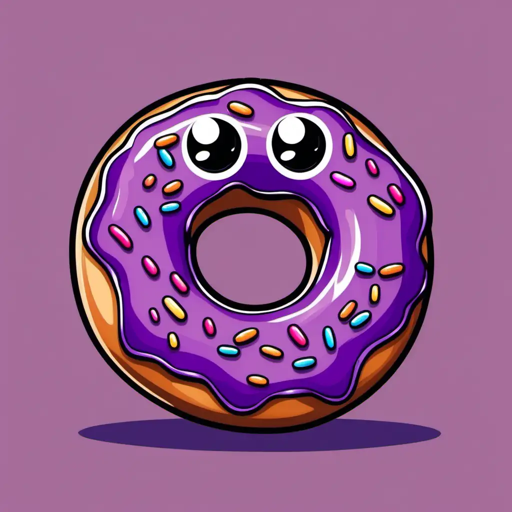 Purple Cartoon Happy Donut 