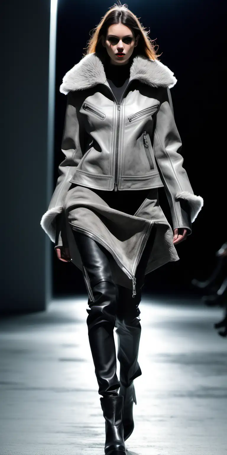 Futuristic Nomadic Fashion Silver Zipper Runway Jacket with AvantGarde Design
