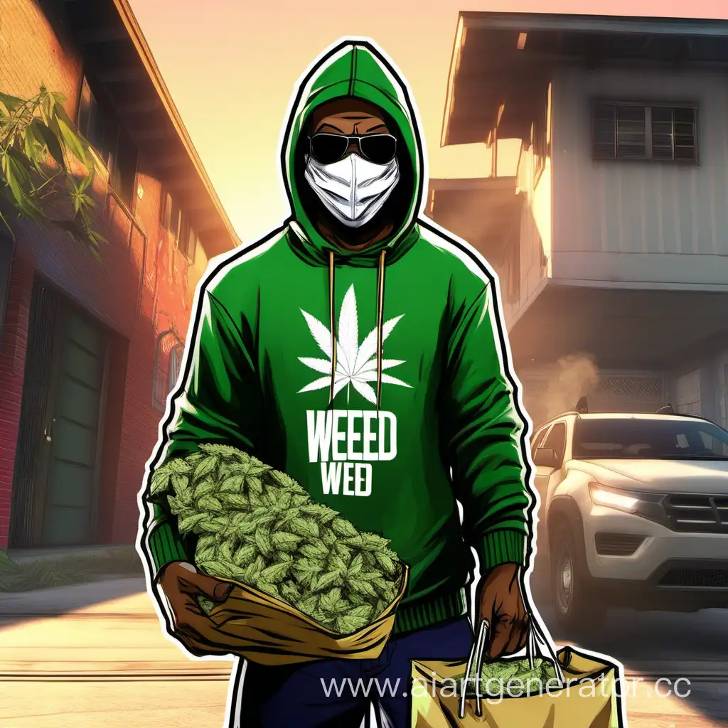 Lazcano-GTA-5-RP-Character-in-Mask-with-Bag-of-Weed-and-White-Swords
