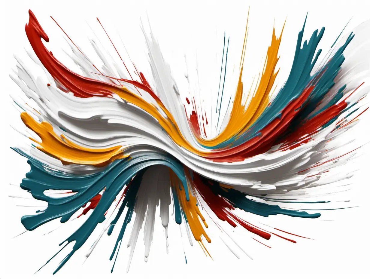 Dynamic Abstract Painted Graphic with Varied Brushstrokes on White Background