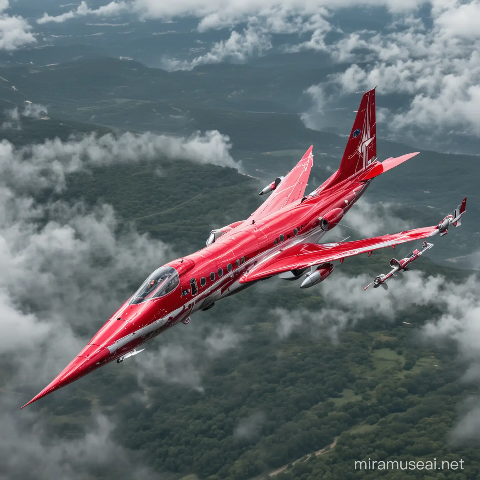 Scarlett Witch Style Airplane Flying Through Surreal Skies