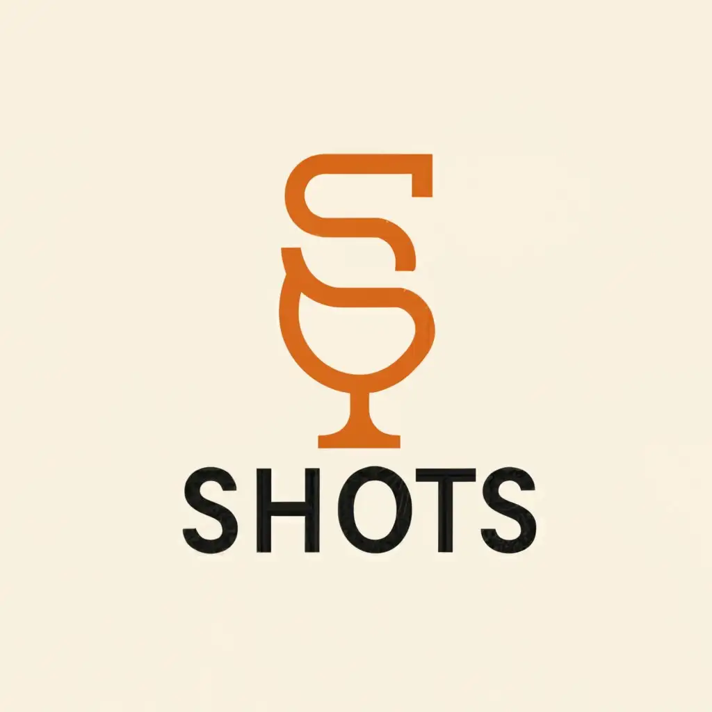 a logo design,with the text "Shots", main symbol:letter S forming a wine  glass shape, color: cream, dark orange, black, and is a liquor brand,complex,clear background
