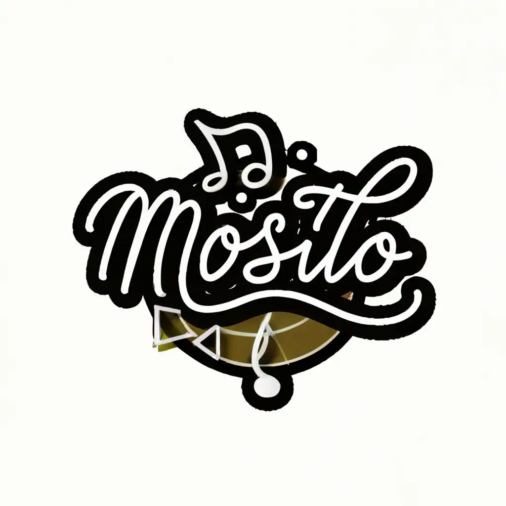 a logo design,with the text "Mosito", main symbol:Music, Enjoyment, entertainment, cool, dancing, jive and melody,complex,clear background