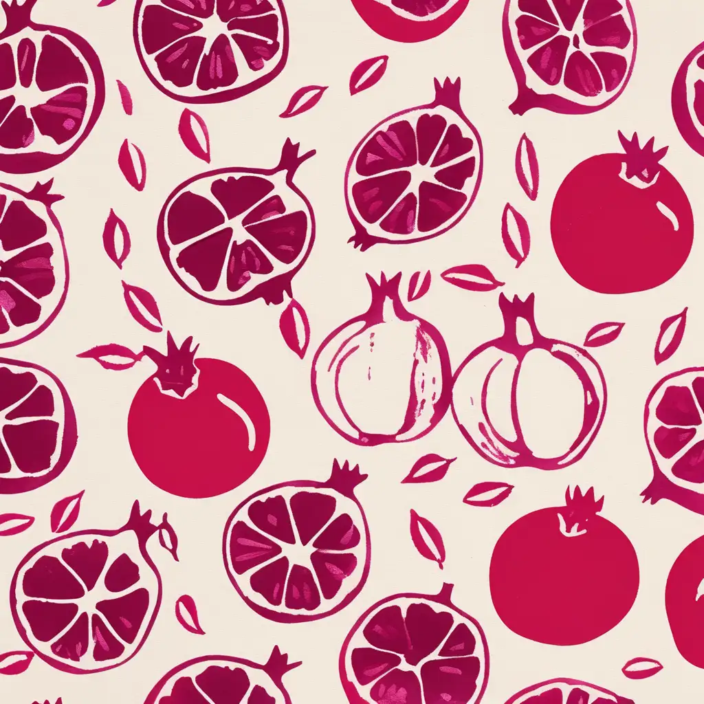 /imagine prompt HAND PRINTED, SIMPLE, POMEGRANITES , ANDY WARHOL INSPIRED
