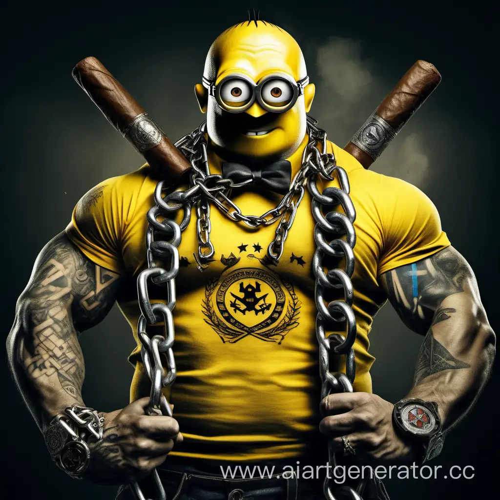 Powerful-Minion-Patriot-in-Chains-with-Cigar-and-Kolovrat-Tattoo